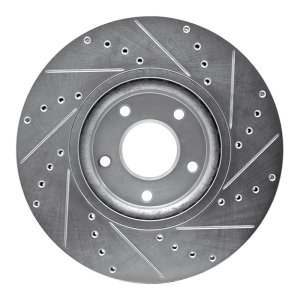 Nissan Juke Brake Rotor (1) - Front Left - R1 Concepts - Drilled & Slotted - Silver - `07-`17